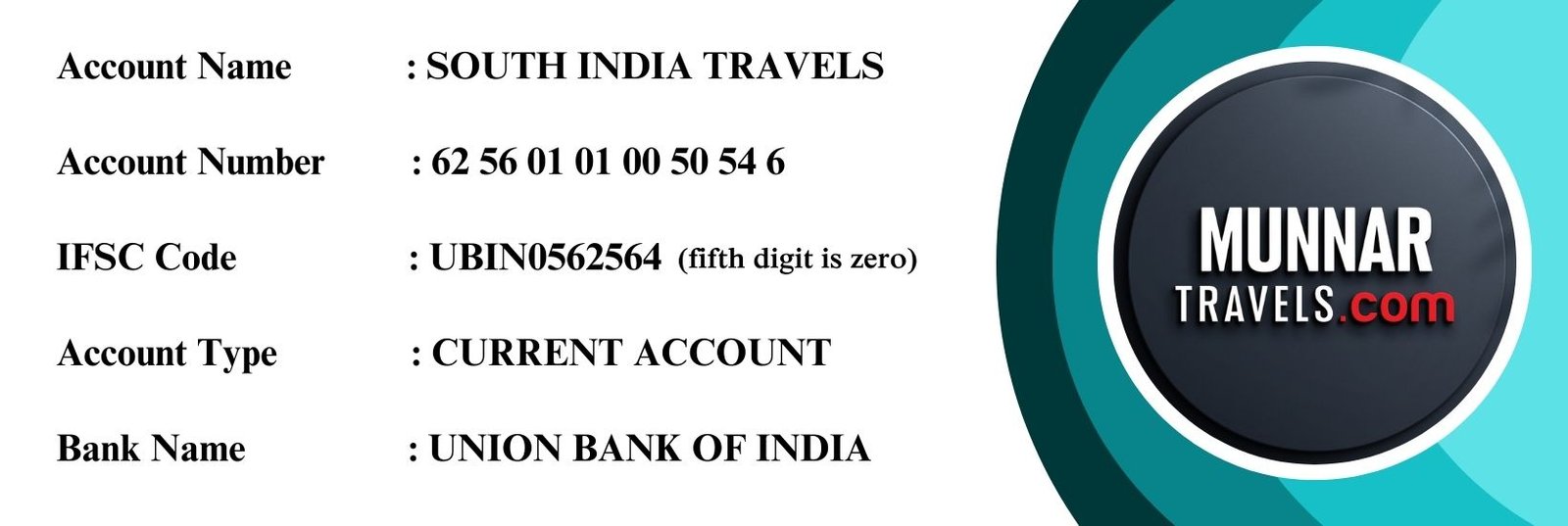 Munnar Travels Banking Details